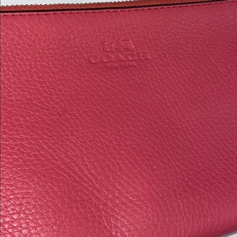 Coach Pink Pebbled Leather Double Wallet Wristlet